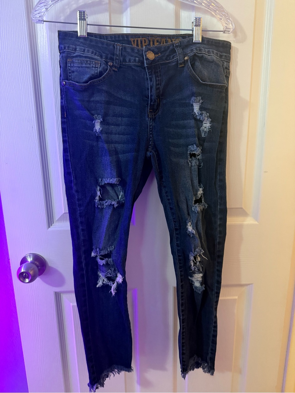 VIP Dark Blue Distressed Skinny Jeans